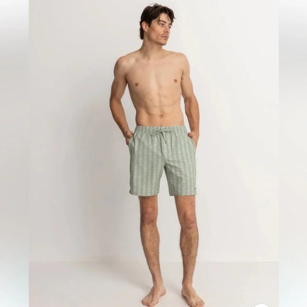 Rhythm tile stripe beach swim shorts size 30